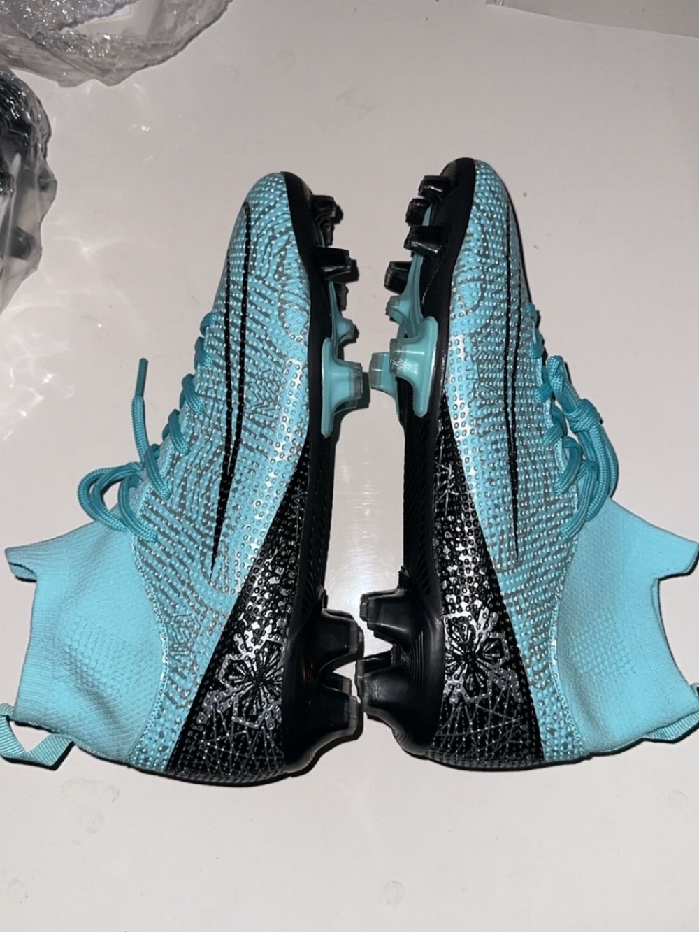 Nike Women's Aqua and Black Crystal Soccer Cleats